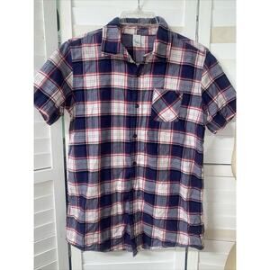 SHAUN WHITE Boys Button Down Shirt Plaid Short Sleeve Kids Youth XL 16